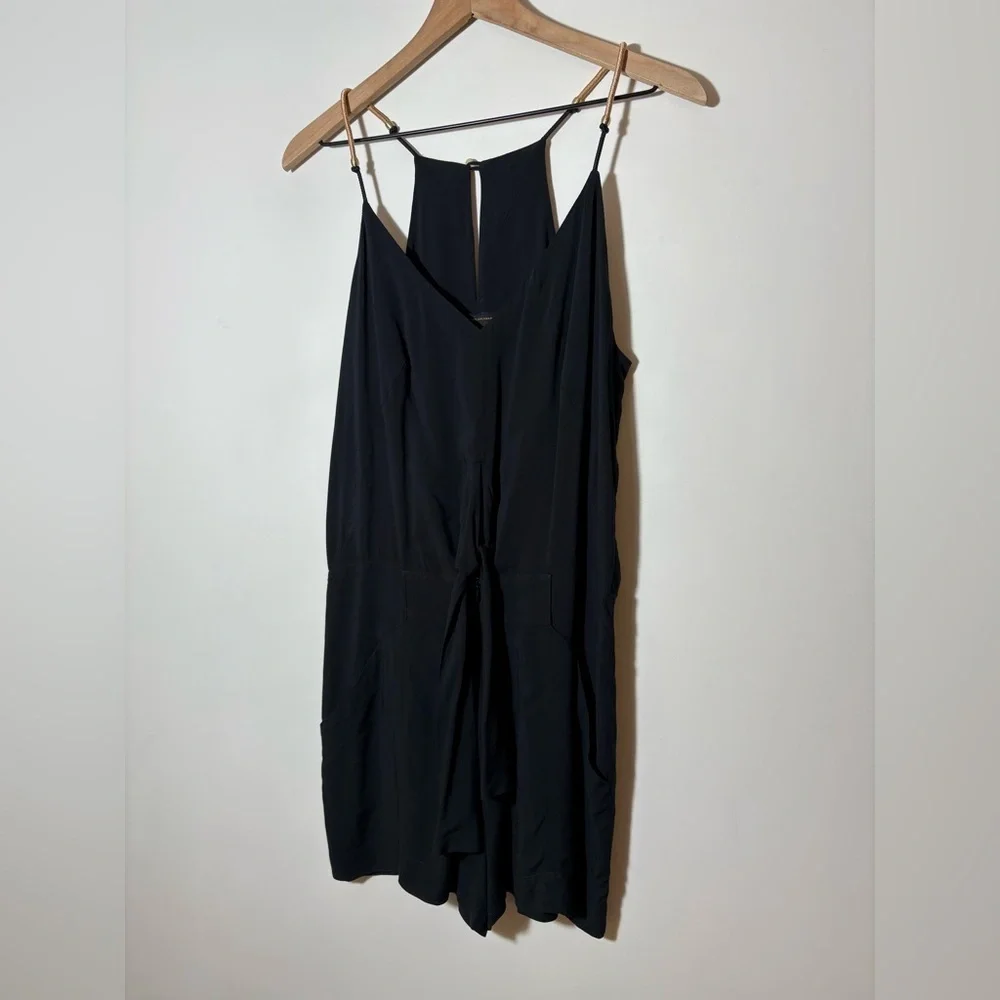 Vix Paula Hermanny Womens V Neck Tie Front Romper Black Size Small